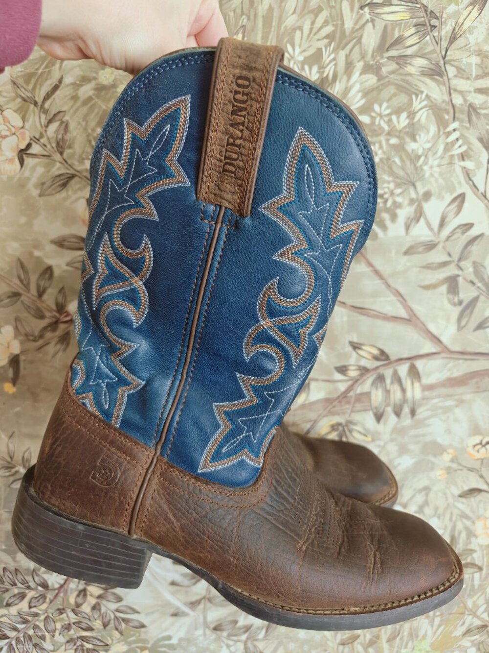 Durango Westward Acorn Cobalt Blue Leather Western Cowboy Boots Men’s 8